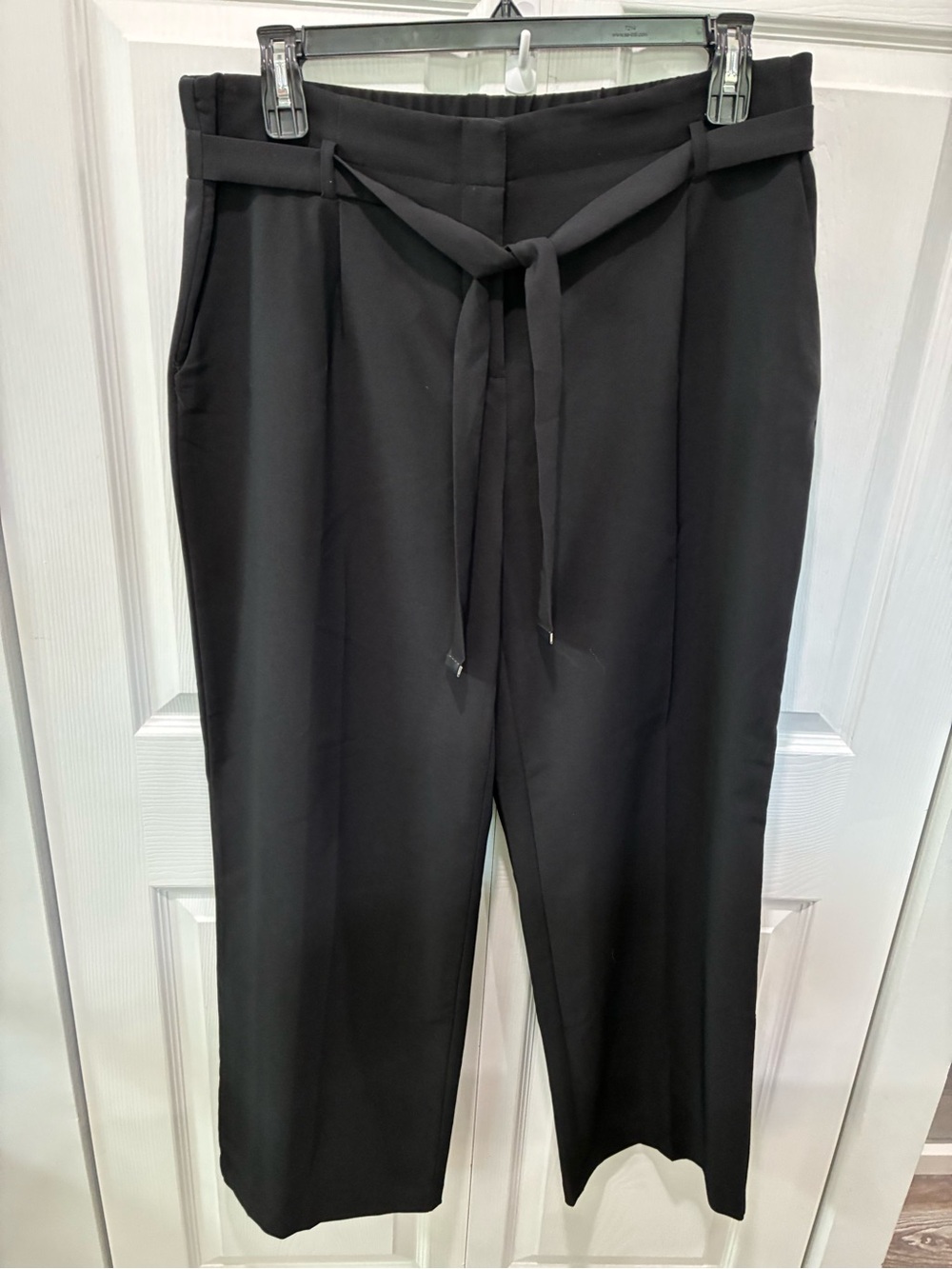 JM Collection Black Wide-Leg Tie-Waist Trousers